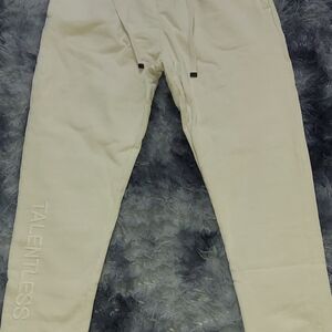 Talentless Sweatpants Embroidered Logo Ivory/Bone Joggers Size Large